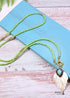 Boho Necklace, Blue Colorful Leaf Shell